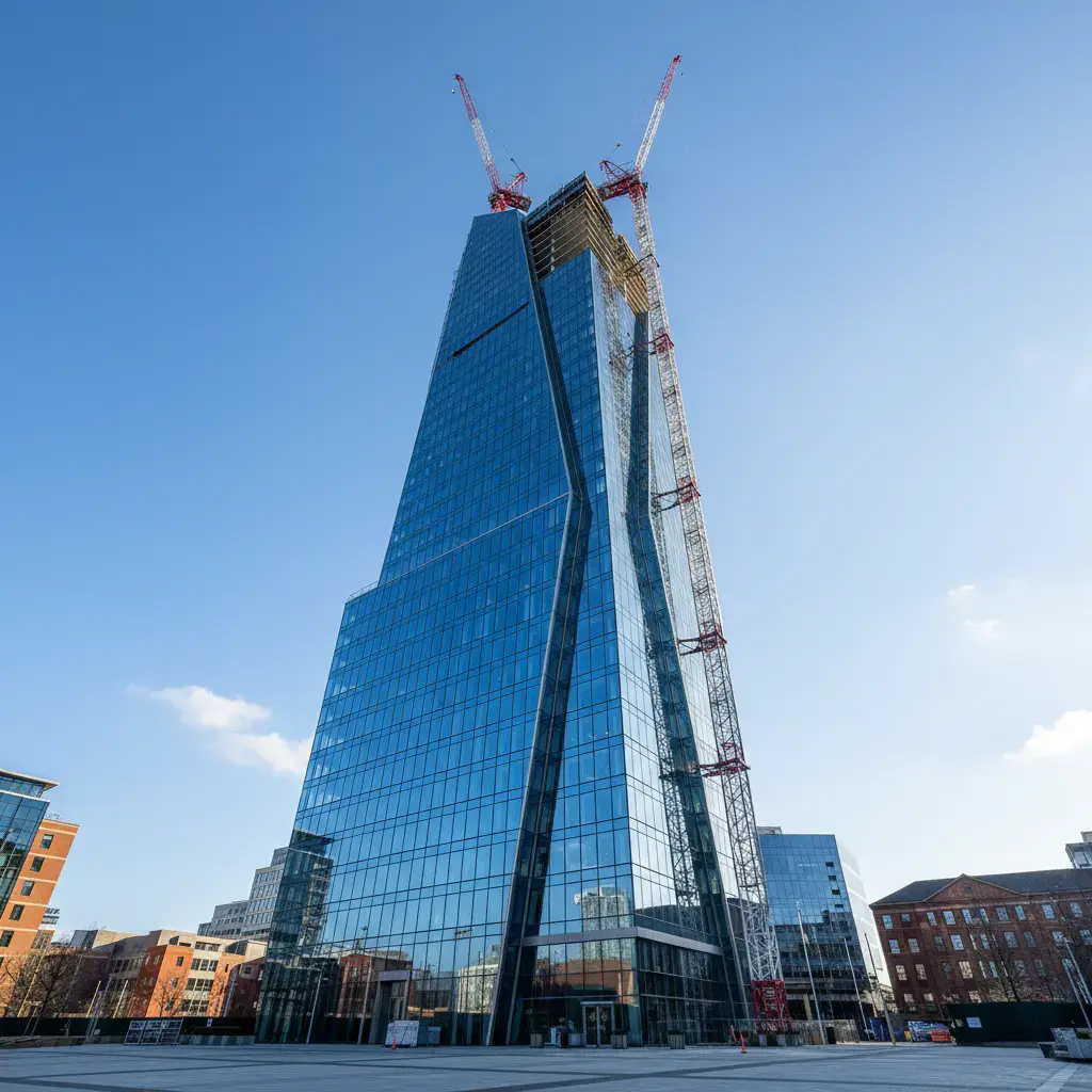 Skyscraper construction low angle
